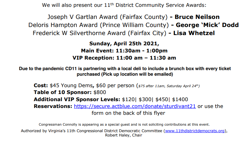 11th Congressional District Democrats and John Sturdivant Virtual Brunch Awards
