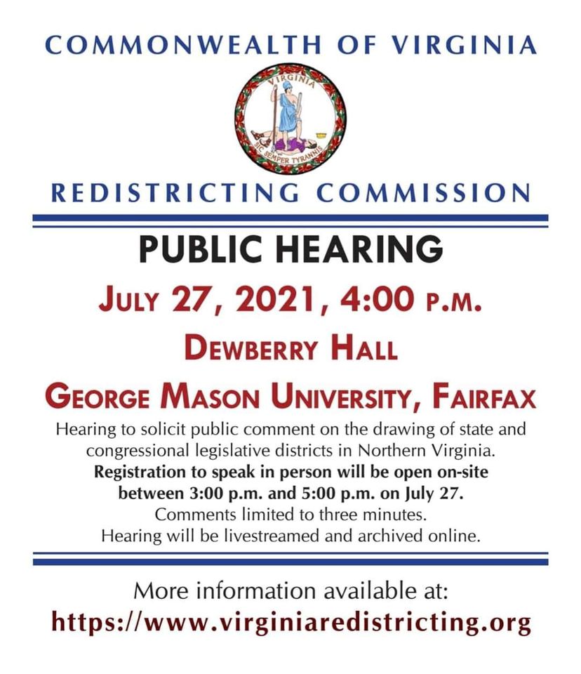 2021 Virginia Redistricting Public Hearing In Northern Virginia