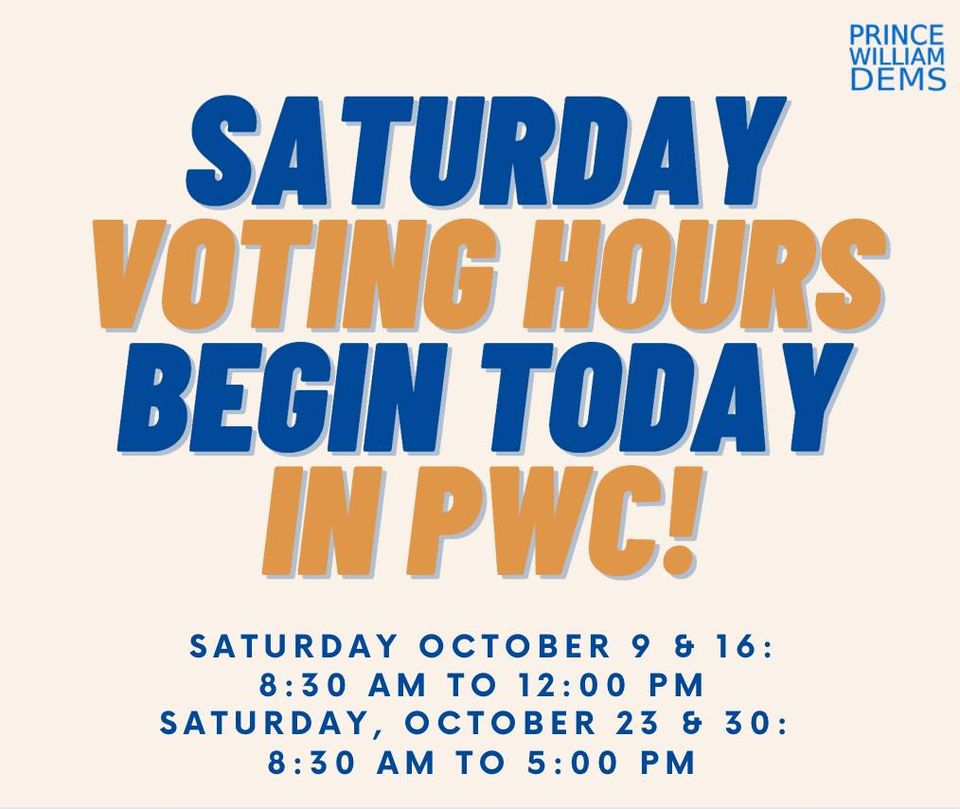 Saturday Voting Hours Begin Today October 9th in PWC