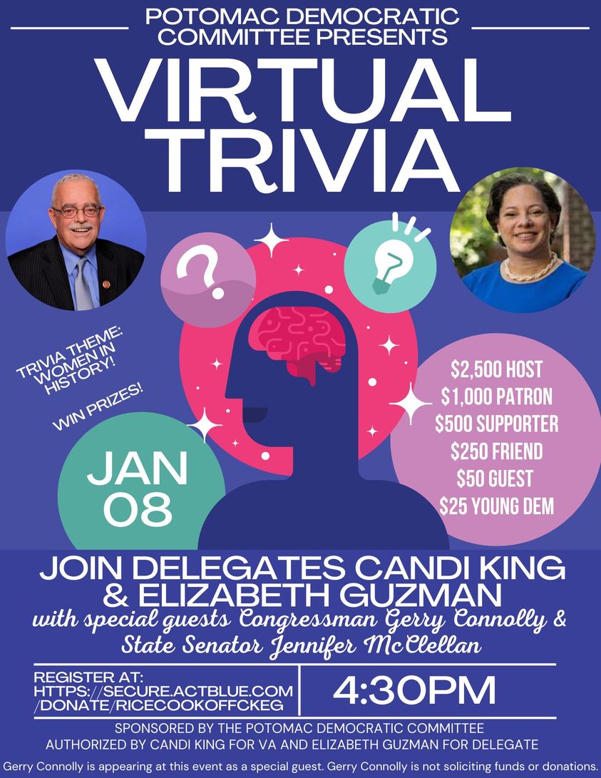 Potomac Democratic Committee Virtual Trivia January 8th