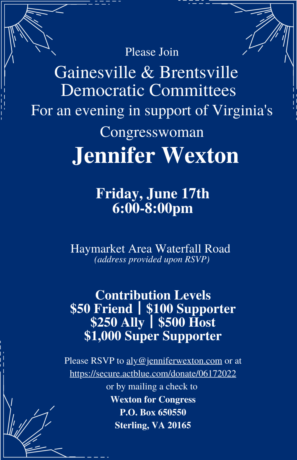 Gainesville Brentsville Support for Jennifer Wexton