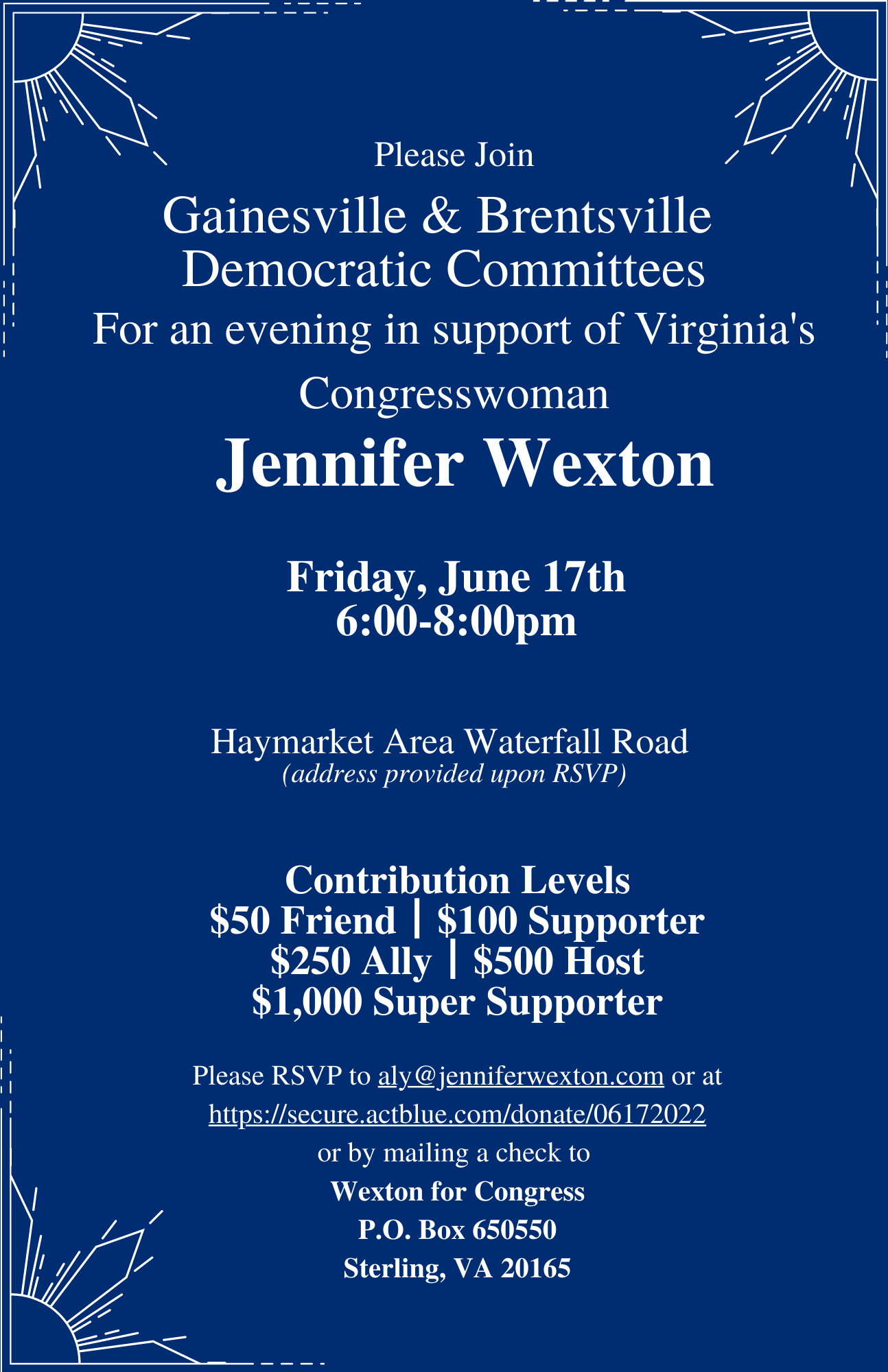 Gainesville Brentsville Support for Jennifer Wexton