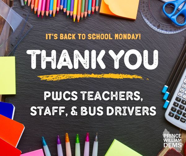2022 Prince William County Democrats Thank PWCS Teachers, Staff and Bus Drivers