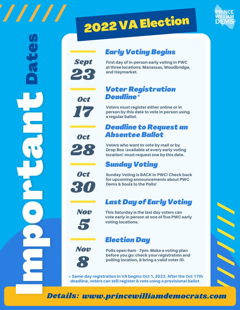 VA 2022 Election Dates and Deadlines