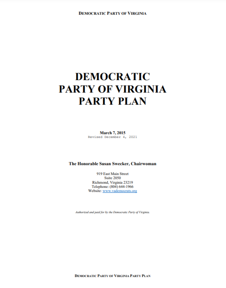 Democratic Party of Virginia Party Plan