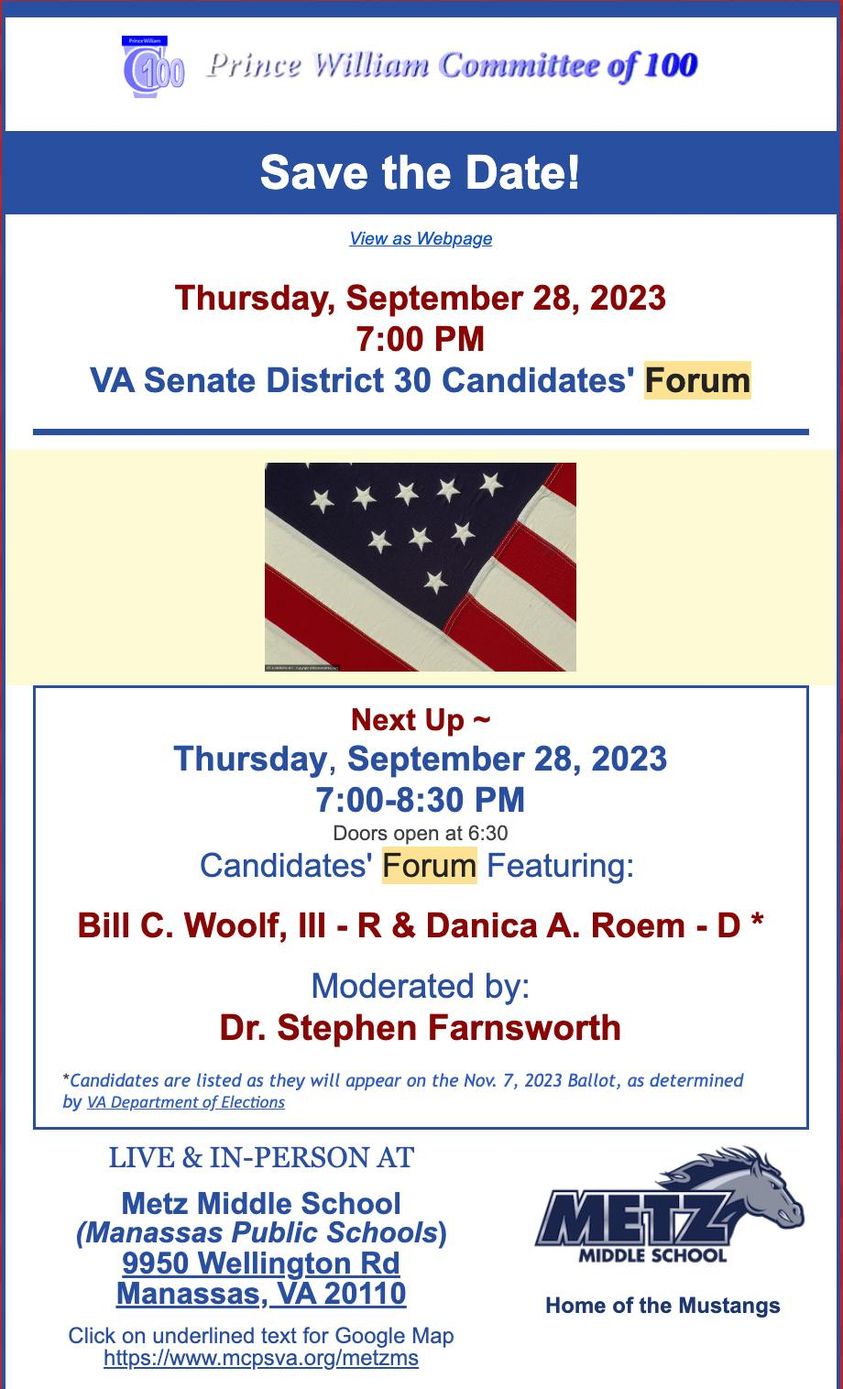 2023 VA Senate District 30 Candidates Forum