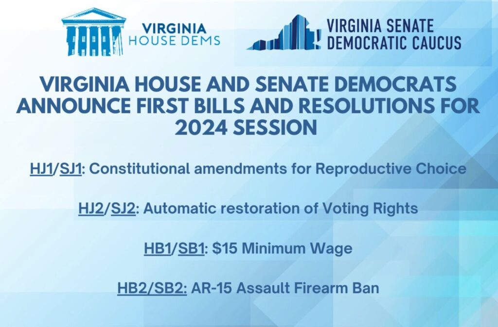 2023 Va House and Senate First Bills and Resolutions