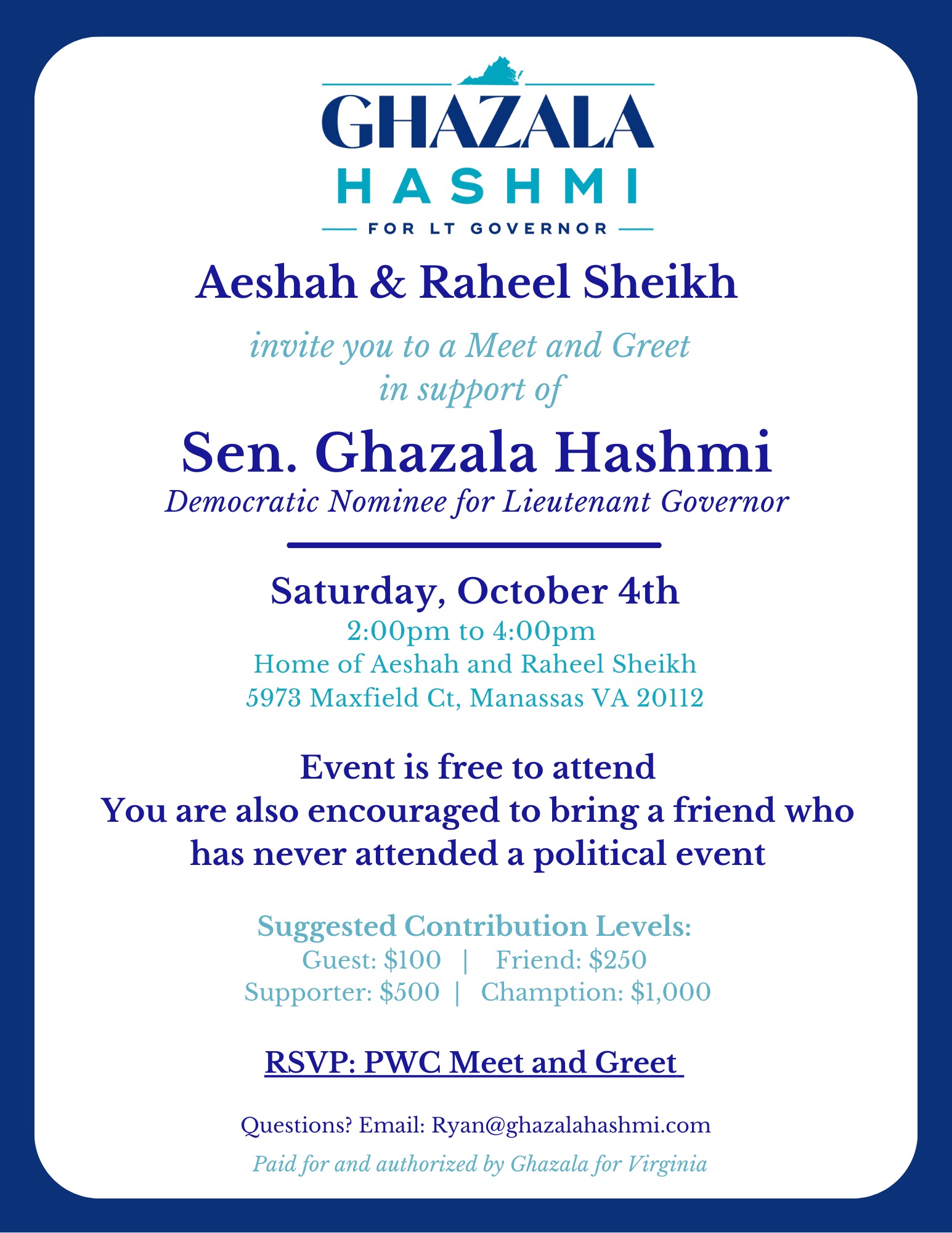 Ghazala Hashmi For LT Governor Meet and Greet