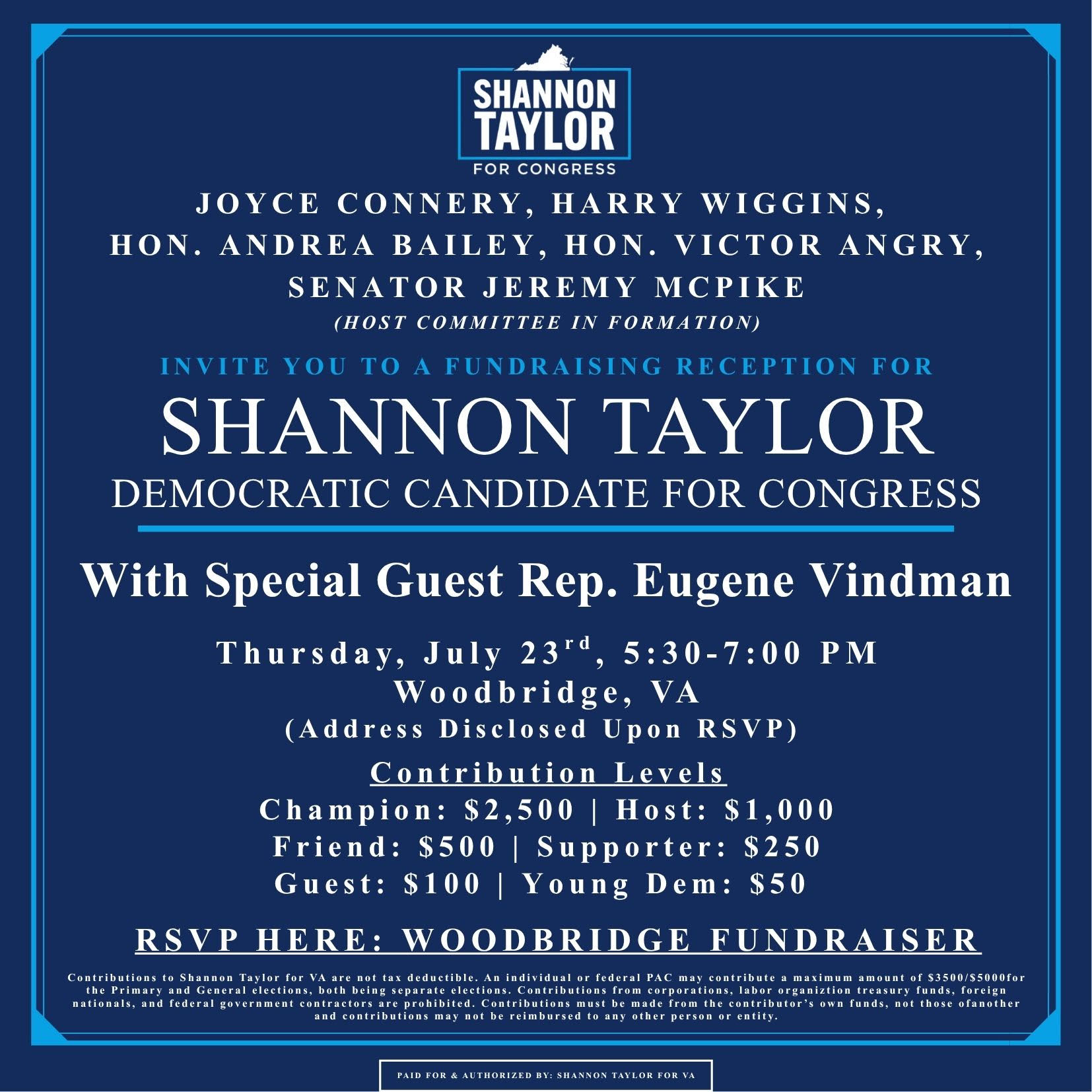 2026 Join us in support of Shannon Taylor for VA