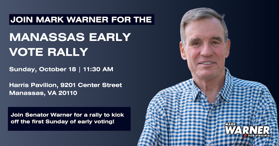 2026 Manassas Early Vote Rally Mark Warner Suhas Subramanyam Suhas Subramanyam